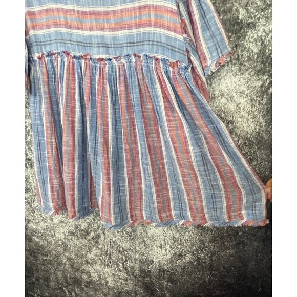 Free People Dress Womens Small Summer Night Striped Pockets Babydoll Mini Boho - Picture 14 of 16